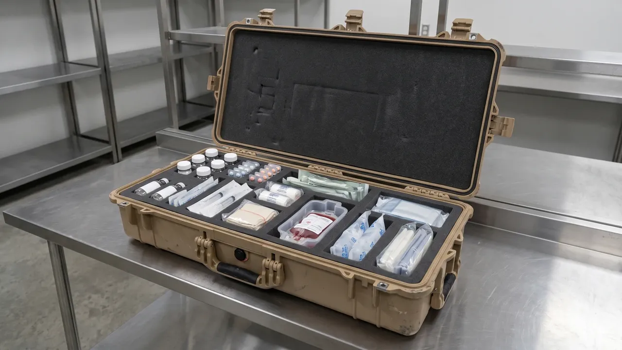 Custom emergency rescue case used in the Foam Cushioning and Modular Cells stage for rescue case