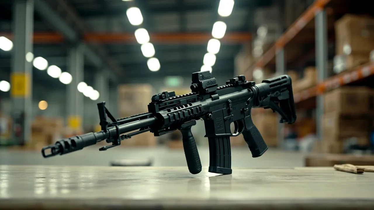 The long case open with a foam outline for a rifle, nothing inserted