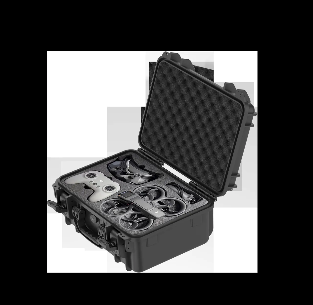 Competition venue with model cases arranged by type number, accessory zones and spare propeller compartments in each case with attached manifests
