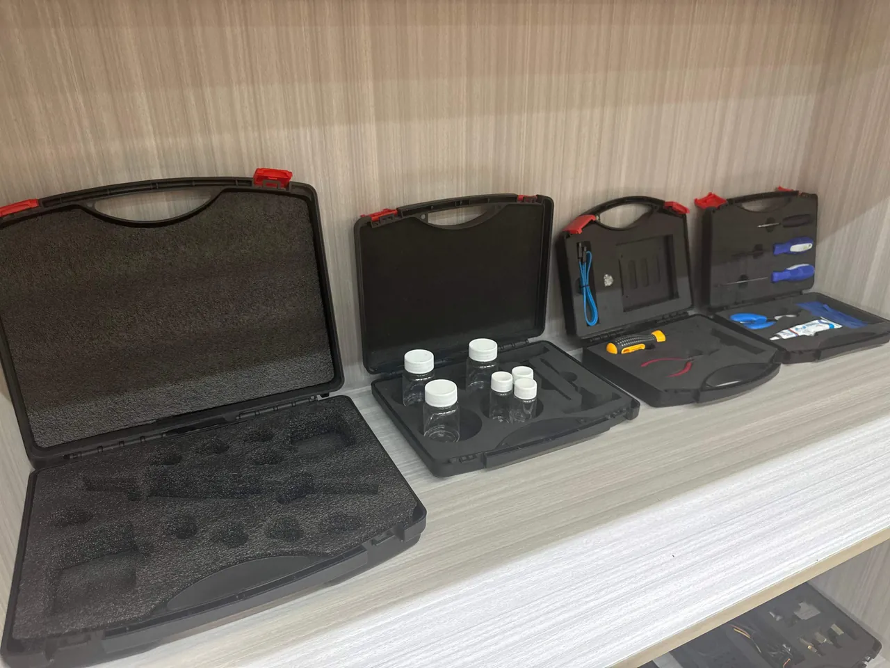 Archive and magnetic media transport cases undergoing magnetic field attenuation measurement in a shielding effectiveness test environment