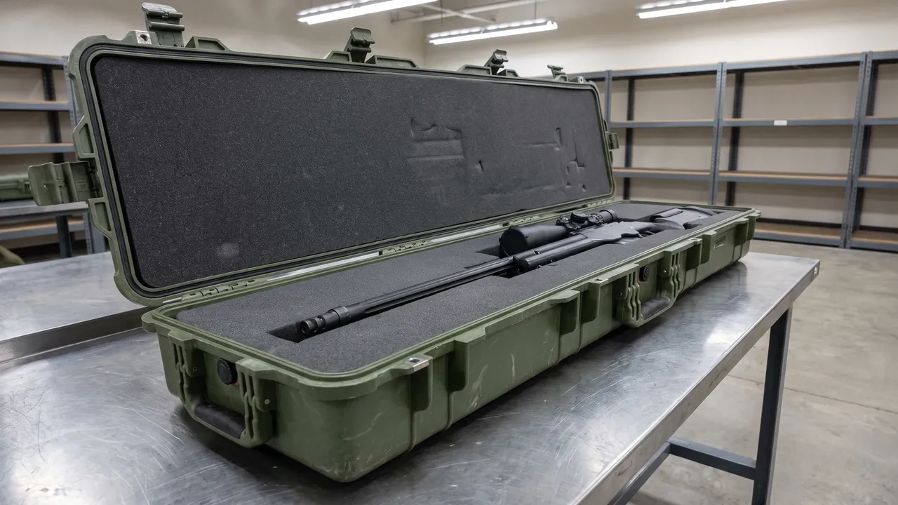Custom sniper rifle case used in the Test Verification and Standards Compliance stage for precision rifle storage