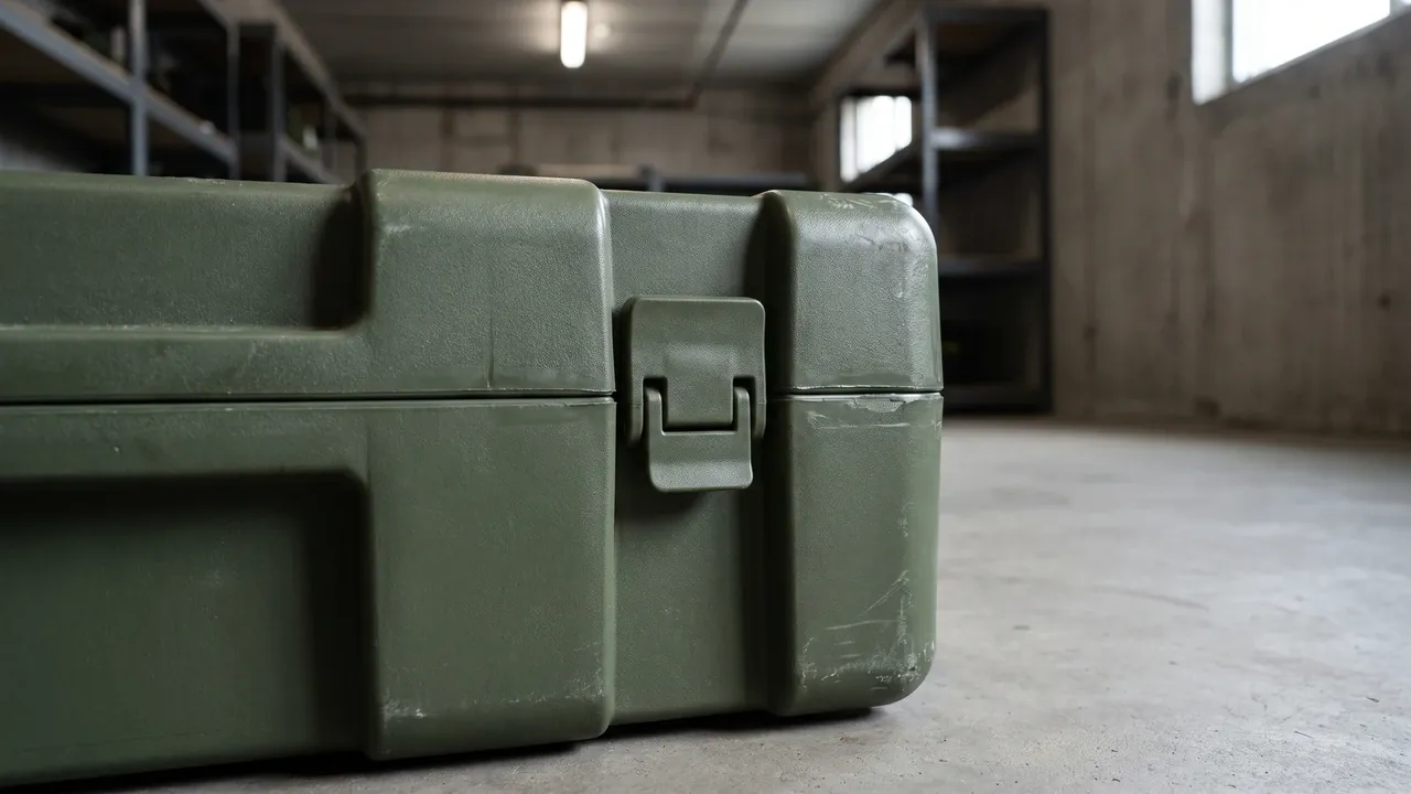 Custom military spare-parts case used in the Climate Control and Safety Stock stage for spare parts case