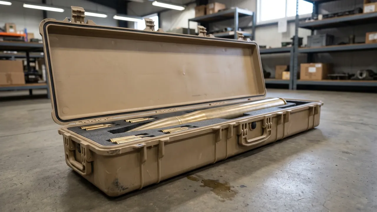 Custom missile transport case used in the EMI Shielding: Liners, Gaskets and Aperture Control stage for sensitive munitions container