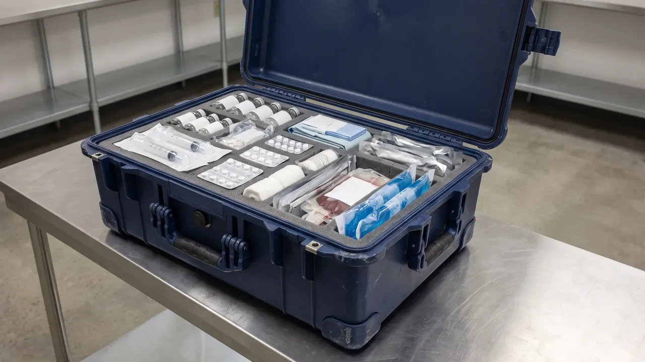 Custom military turnover case used in the Bearing Surfaces, Ribs, and Columns stage for stackable container