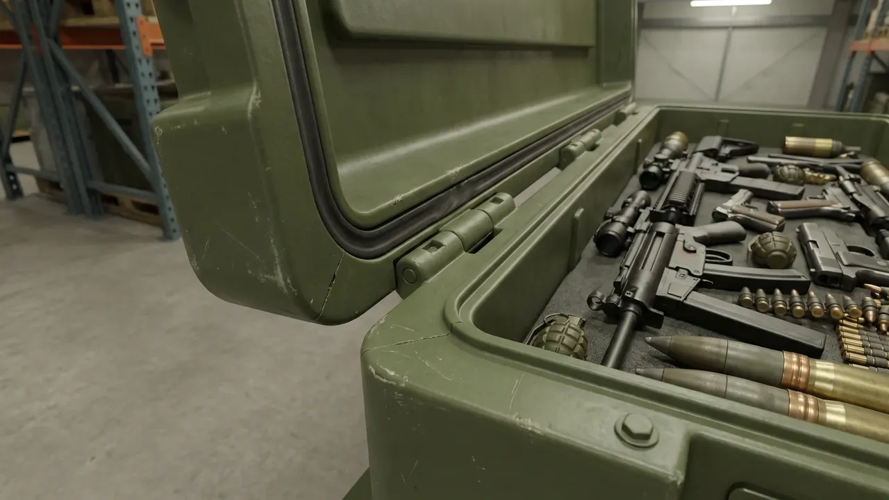 Custom submachine gun storage case used in the Test Verification: MIL-STD-810H and GJB Methods stage for submachine gun storage
