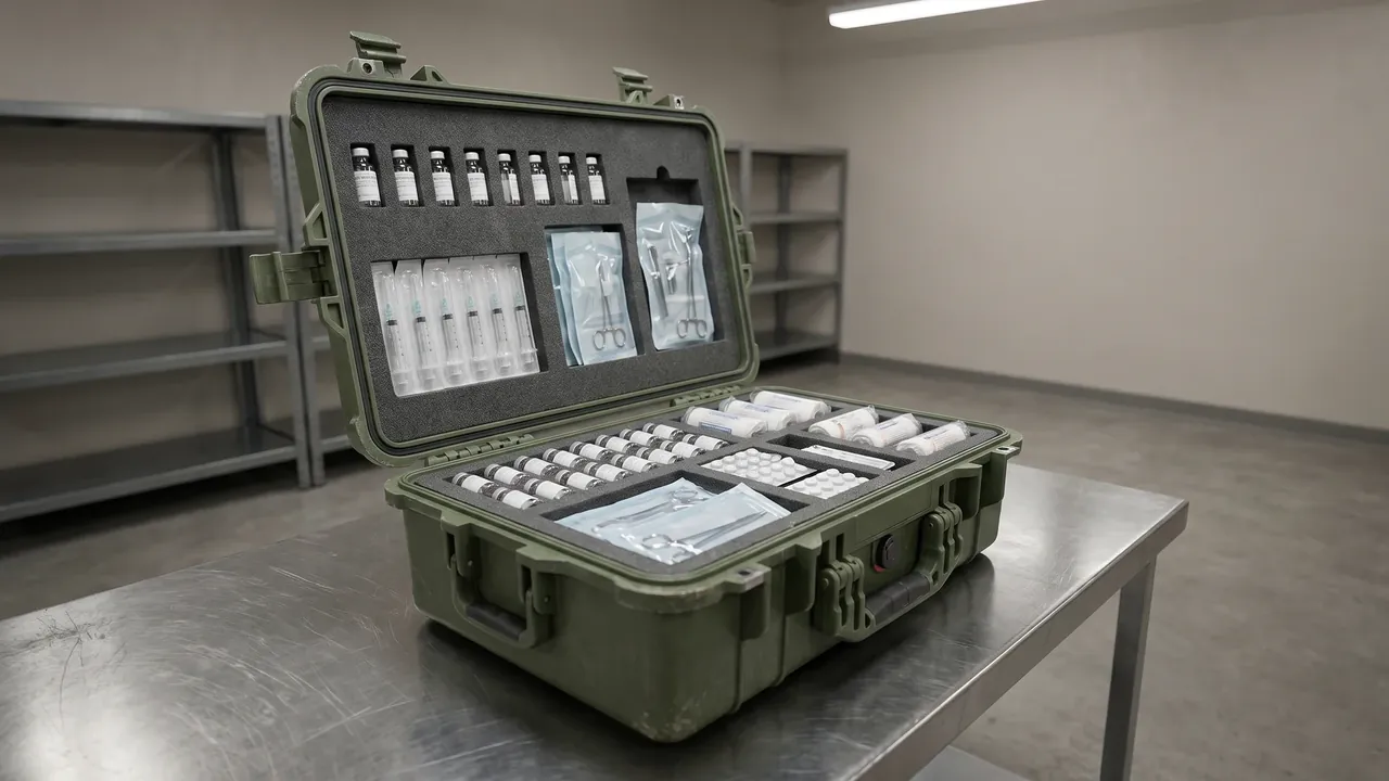 Custom military medical case used in the Preconditioning and Reissue: Cold-Source State and Procedure stage for temperature-controlled case