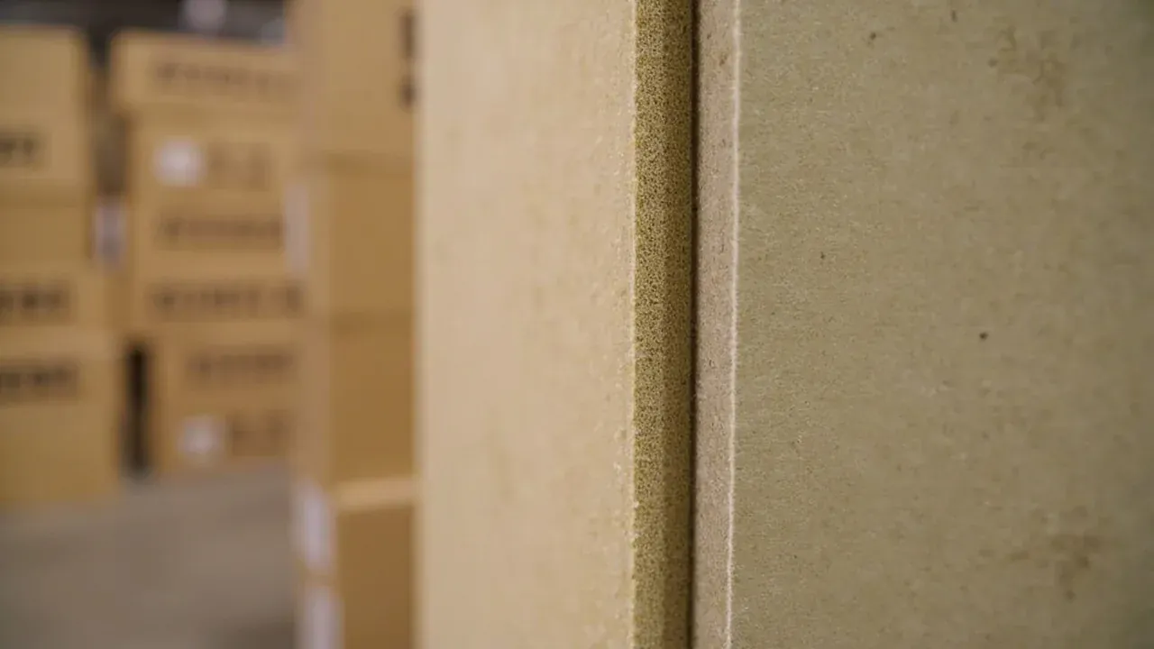 Close-up of the insulated wall section beside a foam box wall