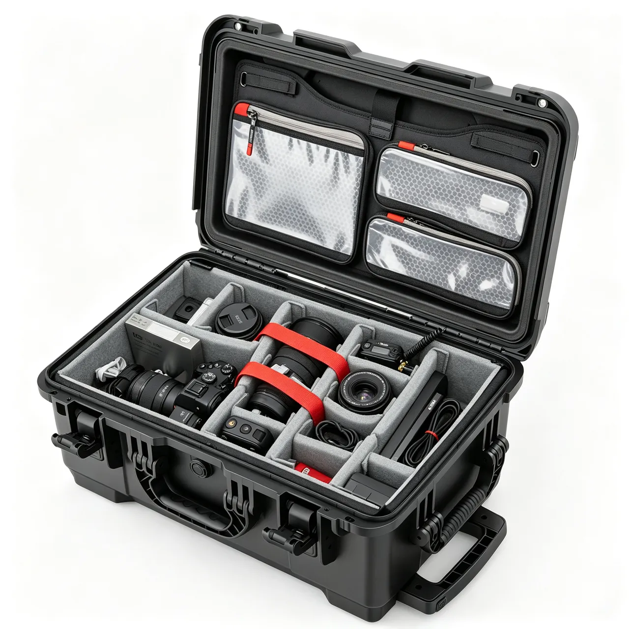 Lid seal and pressure-equalization valve, dust- and water-resistant