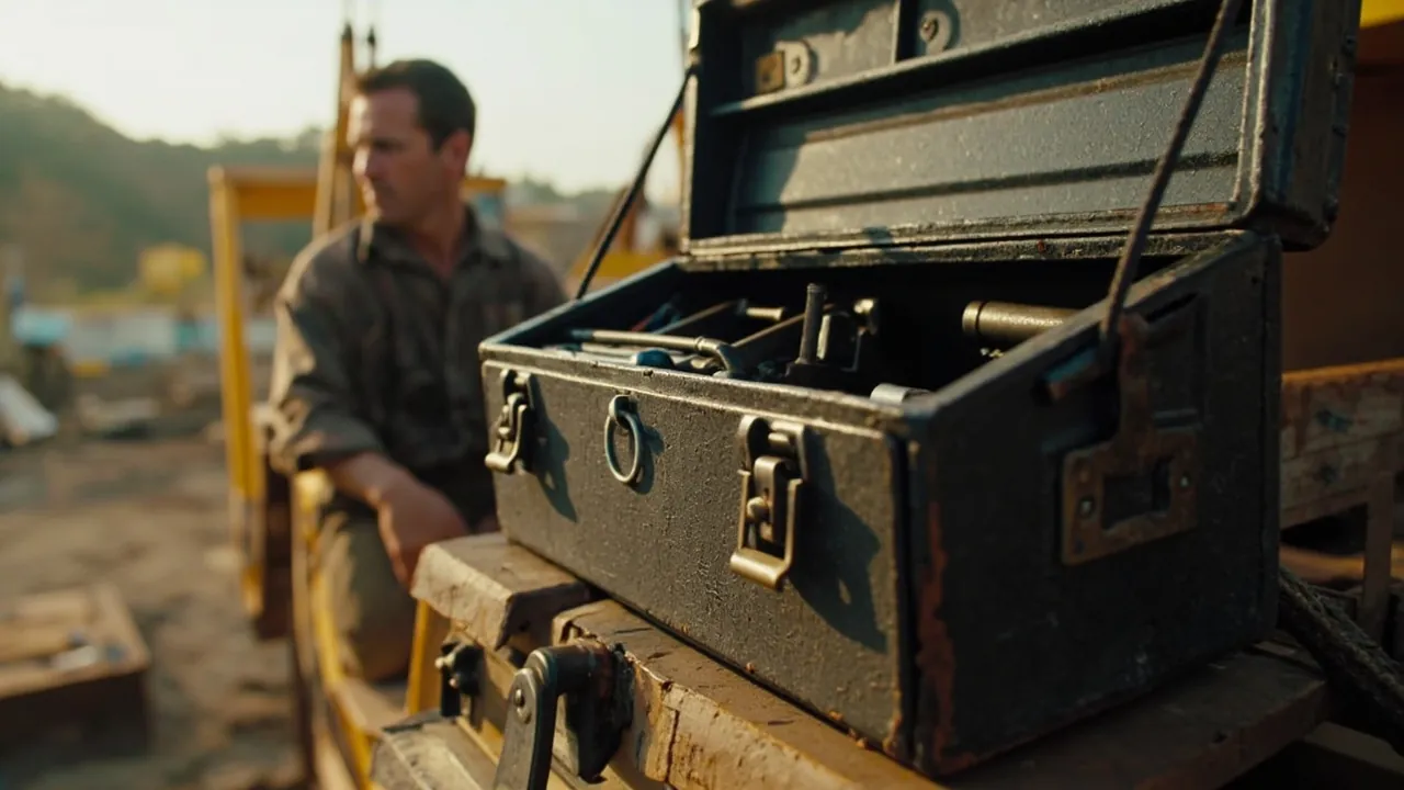 Rugged toolbox at an outdoor work site