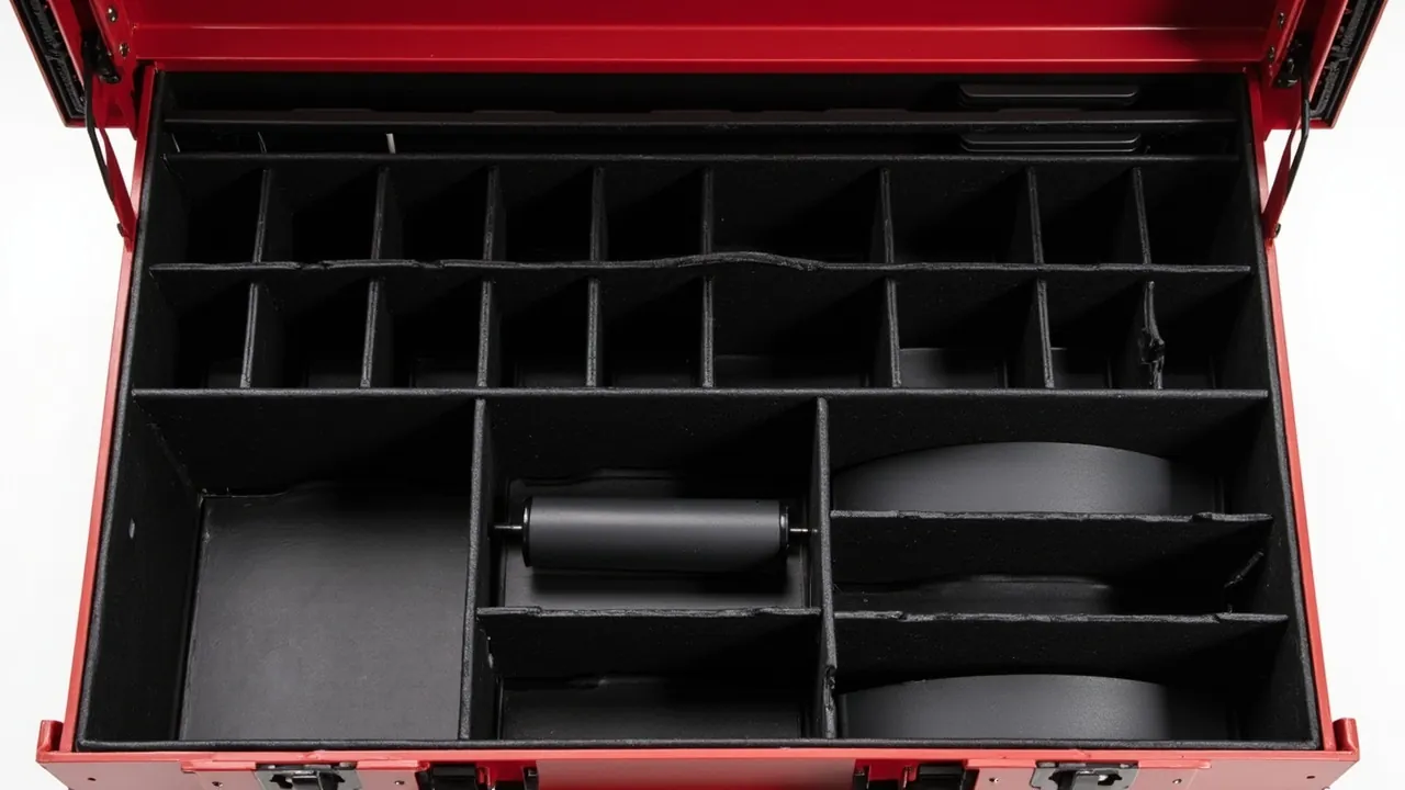 Modular dividers inside an organized toolbox