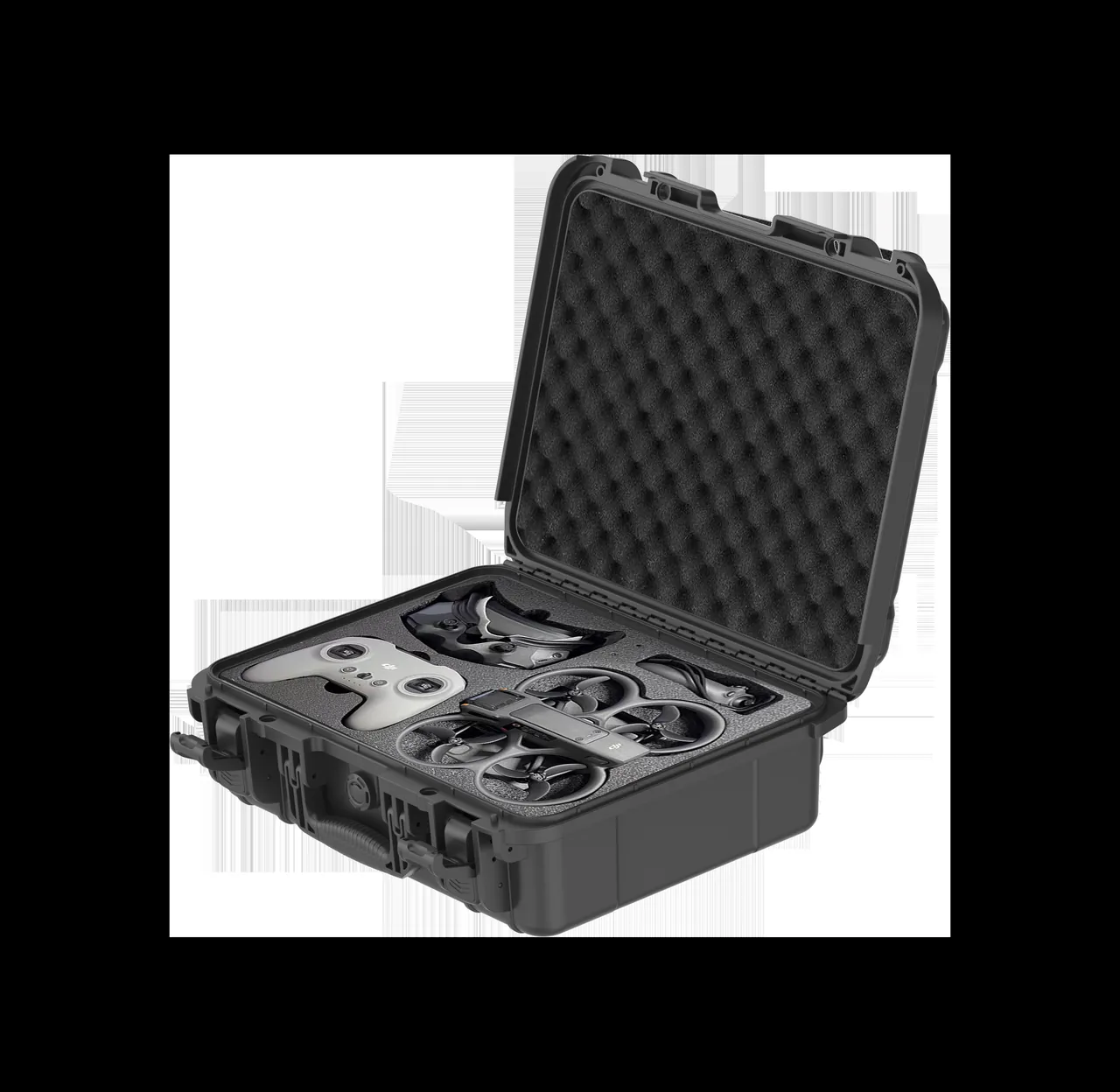 Disc cutter assemblies standing vertically on cradles with guard rings fitted to the cutting edges and axial retention blocks installed, with desiccant and a humidity indicator card inside the case