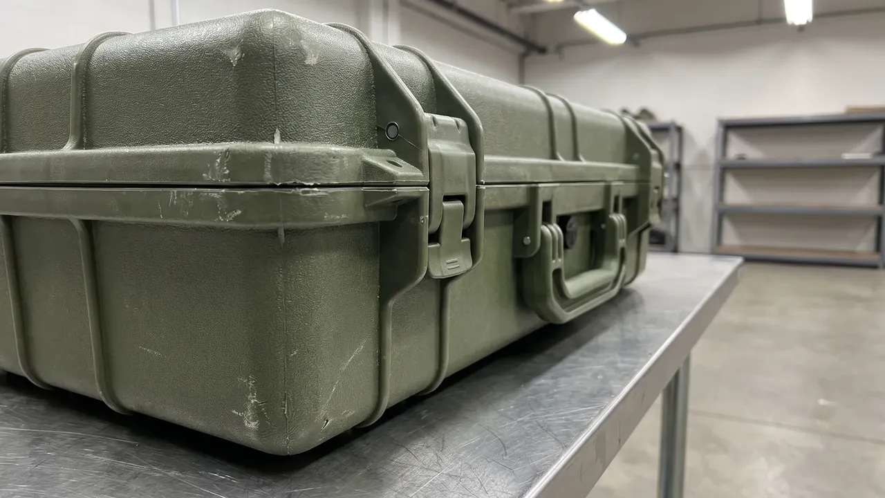 Custom war reserve case used in the VCI Corrosion Inhibitors and Desiccants: The Combined Play for Metal Components stage for war reserve case
