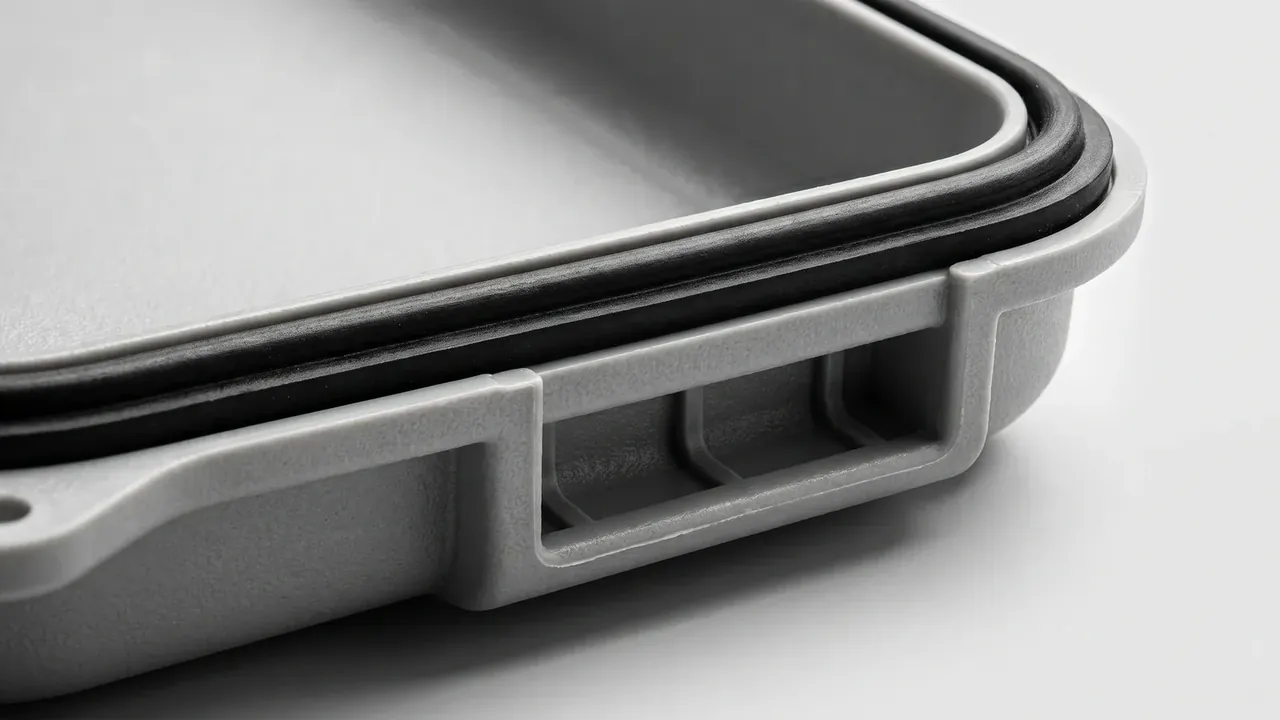 Close-up of the black gasket seated in the rim groove above a hollow rib